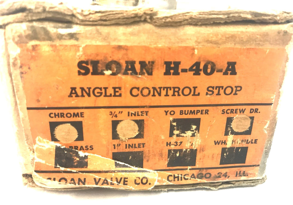 Sloan Chrome 3/4" Inlet Screw Drive Angle Control Stop H-40-A NOS