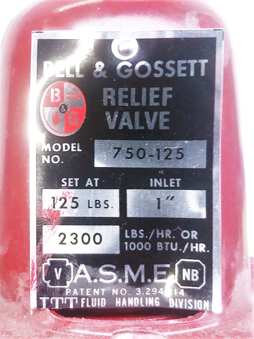 Bell & Gossett 1" Relief Valve 750-125 REMANUFACTURED