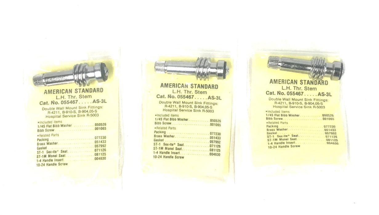 Sexauer/American Standard LH Threaded Stem 055467 (AS-3L) [Lot of 3] NOS