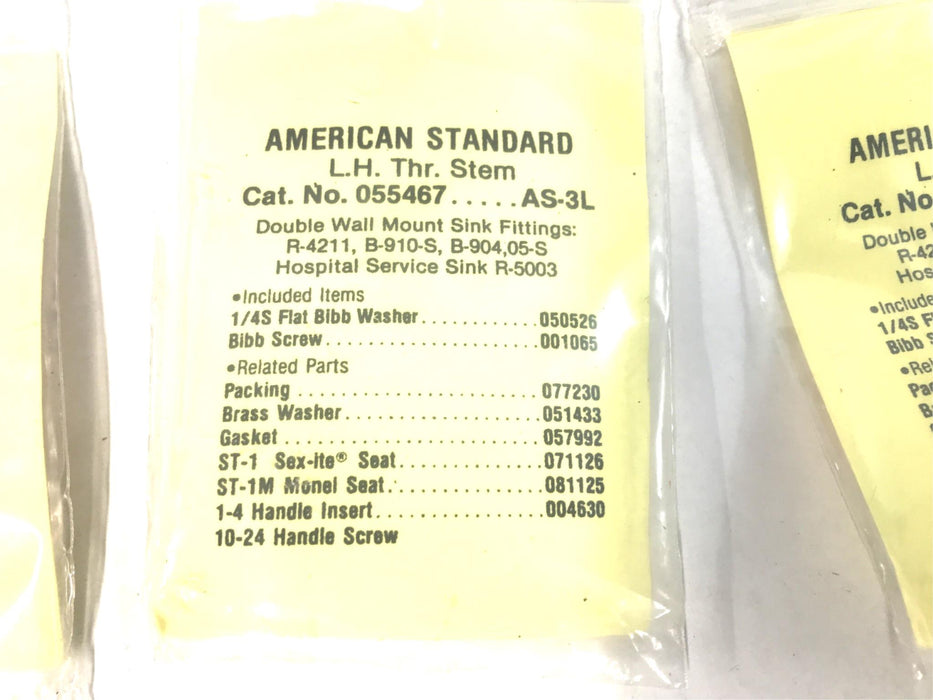 Sexauer/American Standard LH Threaded Stem 055467 (AS-3L) [Lot of 3] NOS