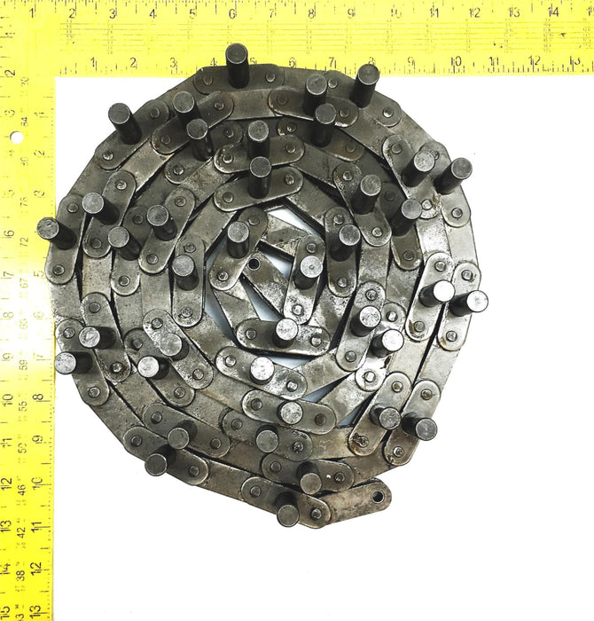 Unbranded 9 Foot 10 Inch Roller Chain With D-5 Attachment 1 Inch Pitch USED