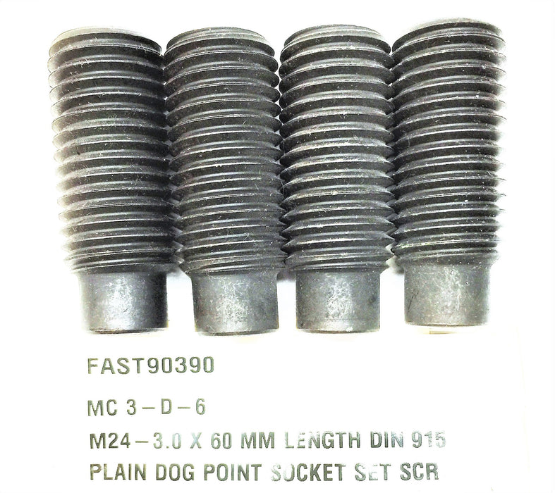 UNBRANDED M24-3.0 X 60mm DIN 915 Dog Point Black Hex Socket Screw [Lot of 4] NOS