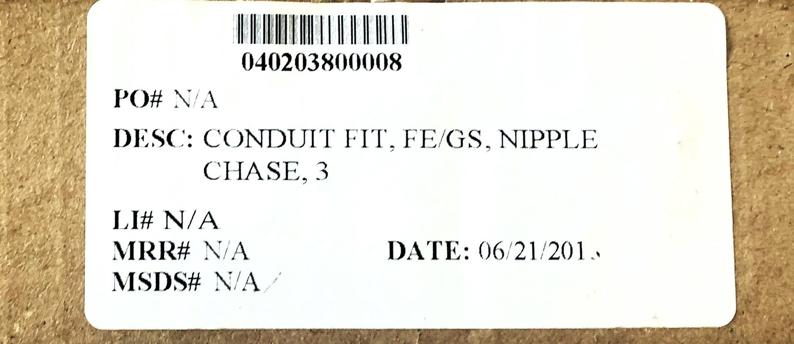 Conduit Pipe Products 3XA5 Galvanized 3XCL Conduit Nipple 25023001 NOS