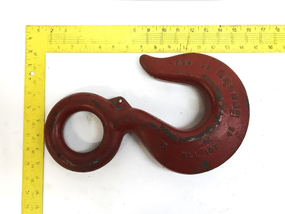 Crosby 10-Ton 45-Degree Lifting Eye Hook without Latch WLL-10T-45 USED