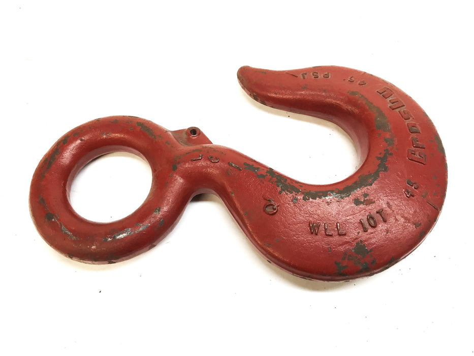 Crosby 10-Ton 45-Degree Lifting Eye Hook without Latch WLL-10T-45 USED