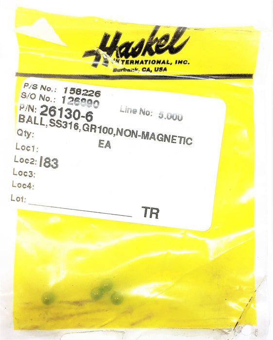 HASKEL GR100 Non-Magnetic Ball 26130-6 [Lot of 4] NOS
