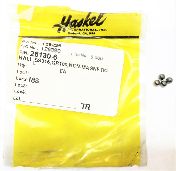 HASKEL GR100 Non-Magnetic Ball 26130-6 [Lot of 4] NOS
