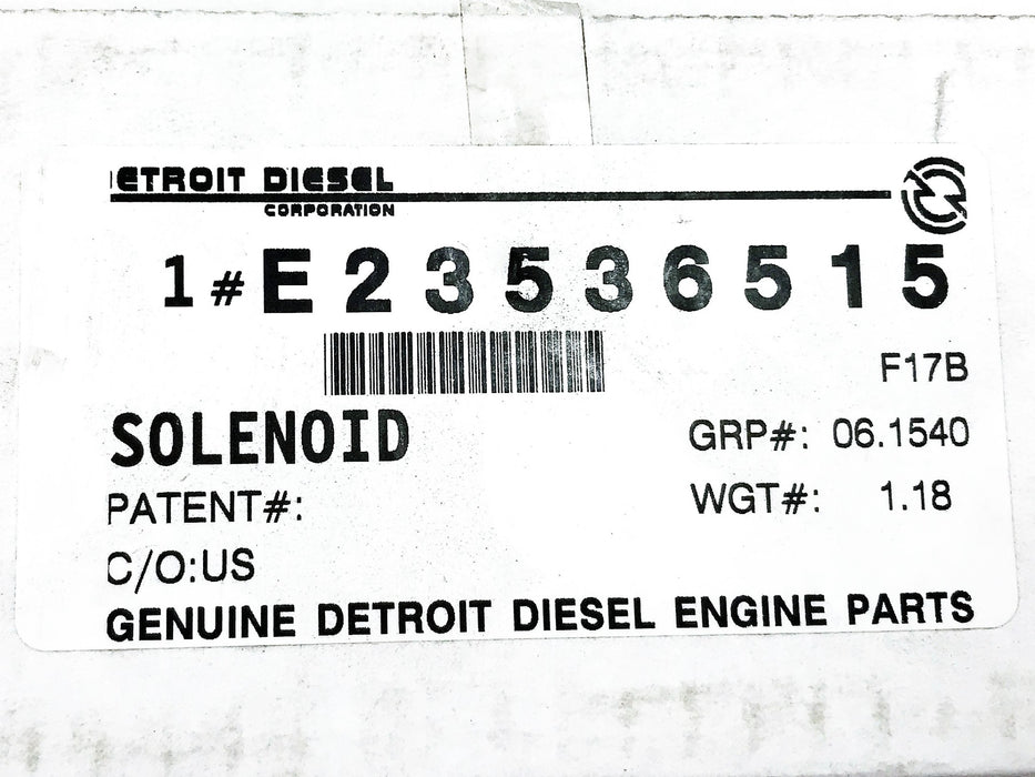 Detroit Diesel OEM Remanufactured Solenoid Valve E23536515 NOS