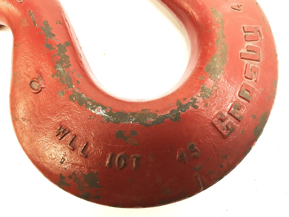 Crosby 10-Ton 45-Degree Lifting Eye Hook without Latch WLL-10T-45 USED