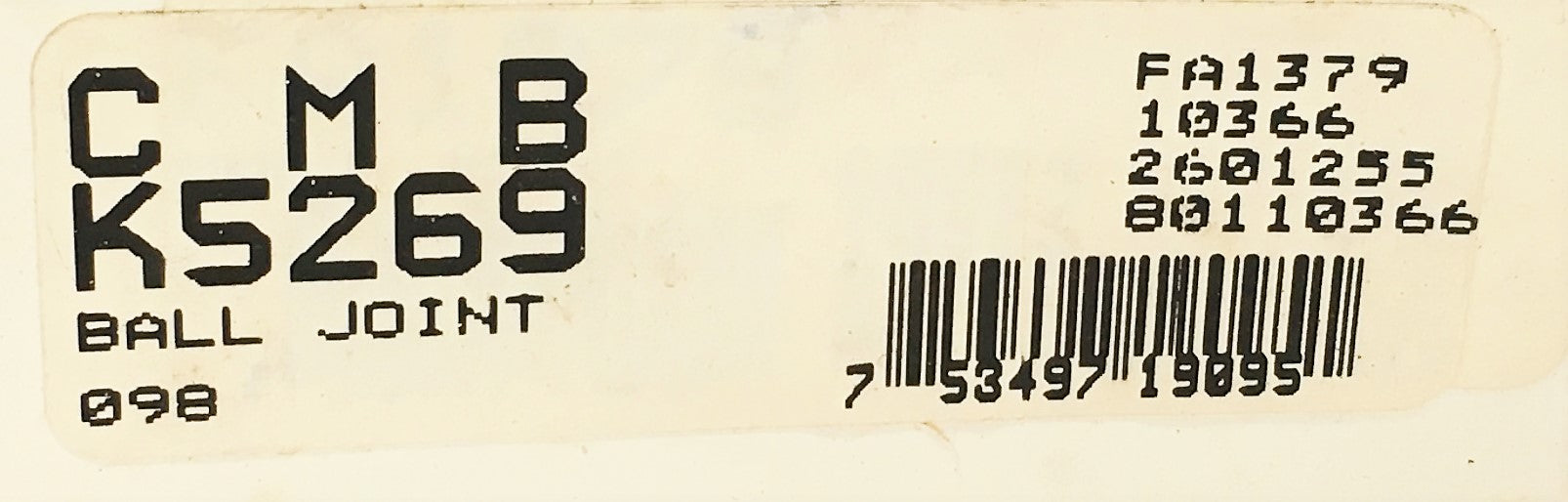 CMB Suspension Ball Joint K5269 NOS