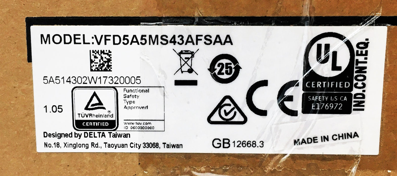 Delta Series MS300 Inverter VFD5A5MS43AFSAA NOS