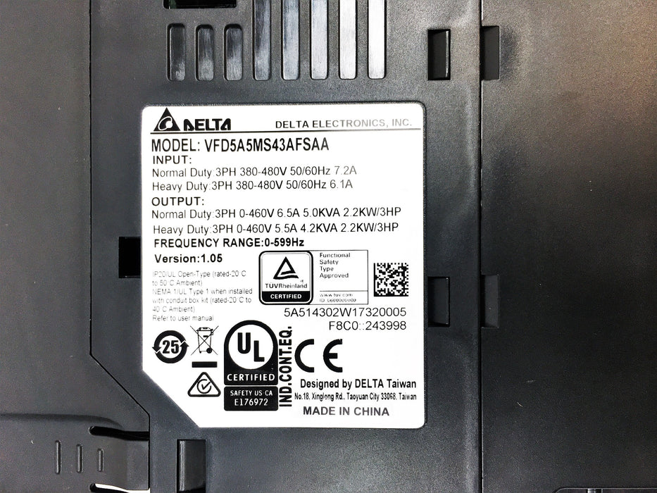 Delta Series MS300 Inverter VFD5A5MS43AFSAA NOS