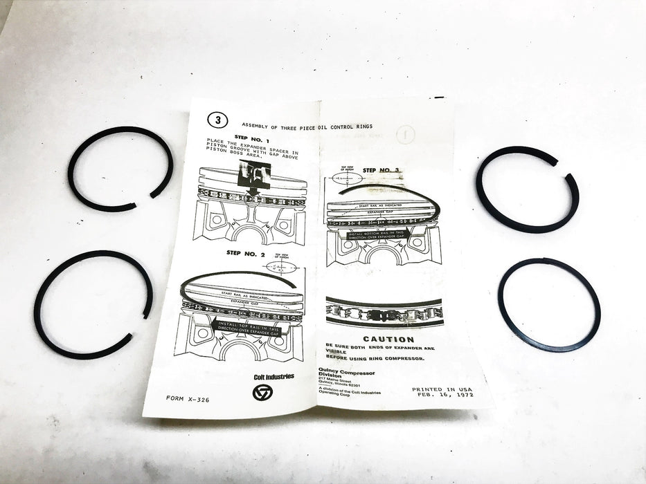 Quincy Compressor Standard Piston Ring Set 6489 NOS