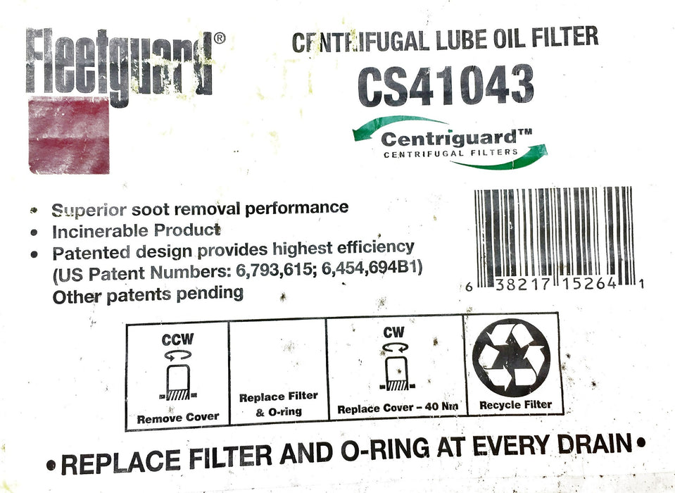 Fleetguard Centrifugal Lube Oil Filter CS41043 NOS