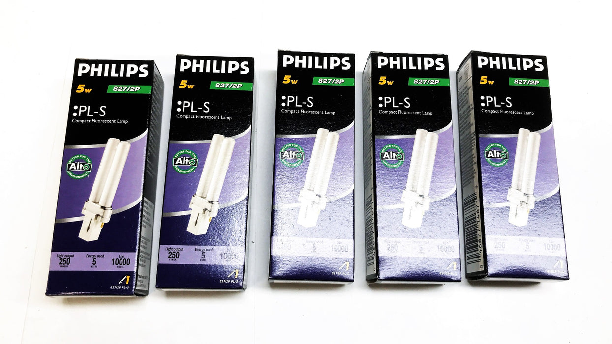 Philips 5 Watt Compact Fluorescent Lamp 827/2P  [Lot of 5] NOS