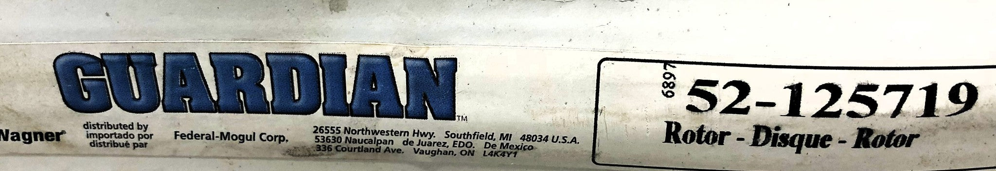 Guardian/Wagner Disc Brake Rotor 52-125719 (X-5397) NOS
