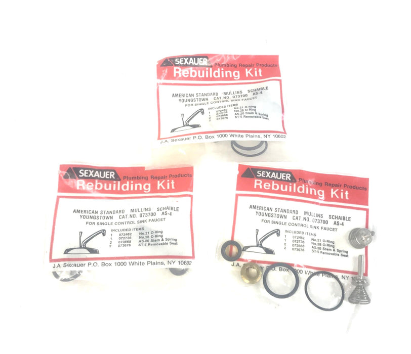 Sexauer Single Control Faucet Rebuild Kit 073700 AS-4 [Lot of 3] NOS