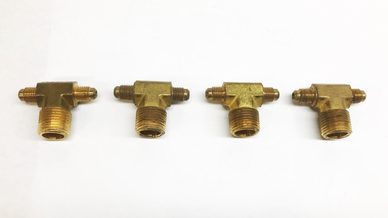 Unbranded Brass Flared Male Tee 1/8" x1/2" x 1/8" [Lot of 4] NOS