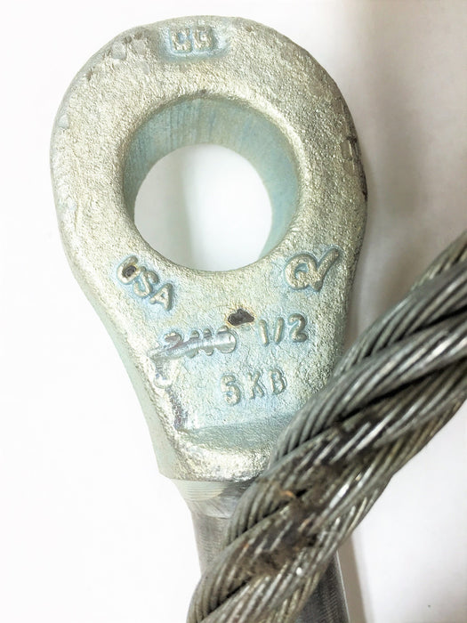 UNBRANDED 11' x 1/2" Steel Rope with 1" Opening Cable Ends 78868TU NOS