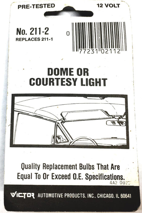 Victor 12 Volt Auto Bulbs Pair 211-2 [Lot of 3] NOS
