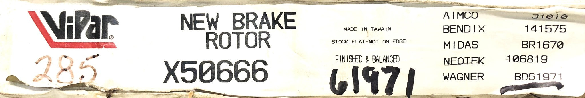 Vipar Disc Brake Rotor X50666 (BD61971) NOS