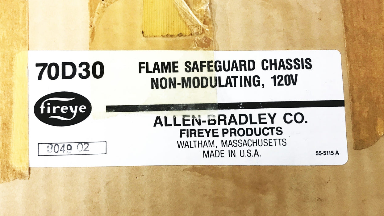 Allen-Bradley Fireye D-Series Non-Modulating Flame Guard Classis 70D30 NOS