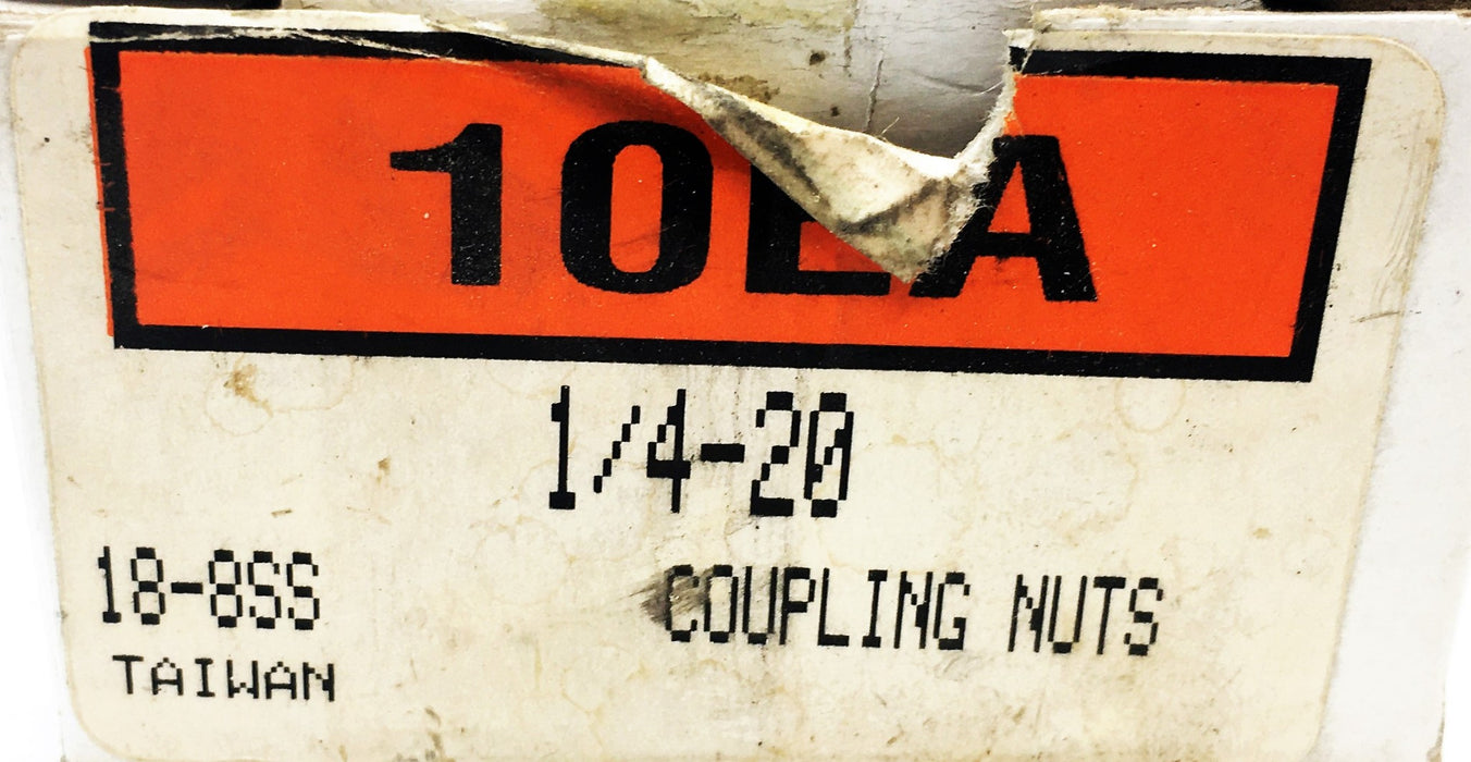 Unbranded Box Of 10 1/4-20mm Coupling Nuts 18-8SS NOS