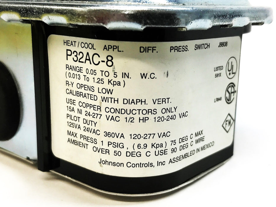 Johnson Controls Pressure Switch P32AC-8 NOS
