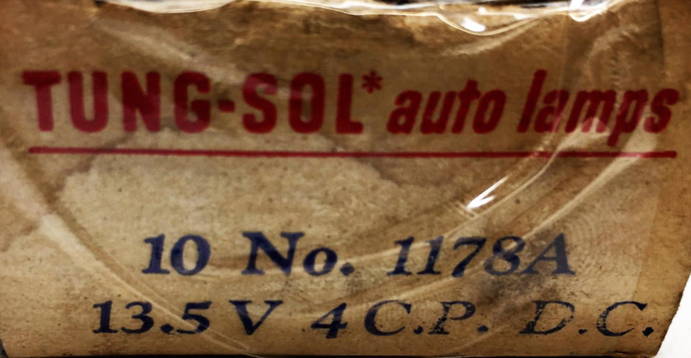 Tung-Sol 10 Piece 13.5 Volt Auto Lamp Set 1178A NOS