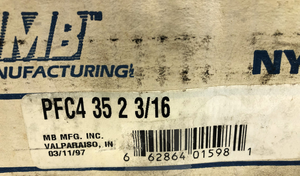 MB Manufacturing Mounted Ball Bearing PFC4 35 2-3/16 NOS