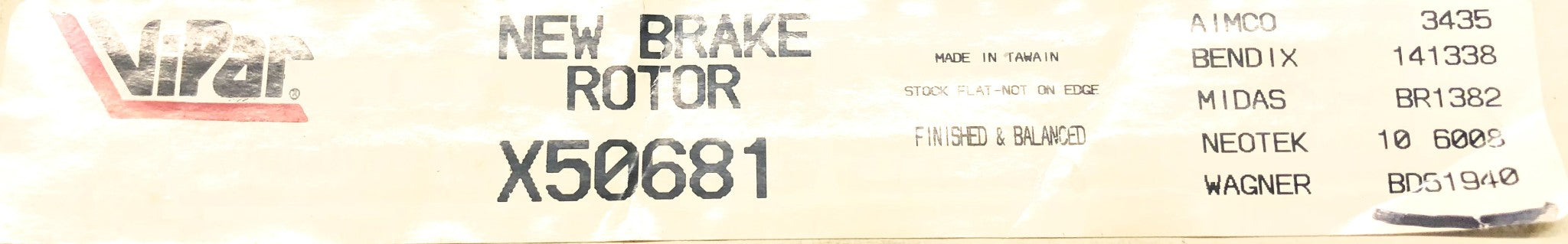 Vipar Brake Drum X50681 (BD61940) NOS