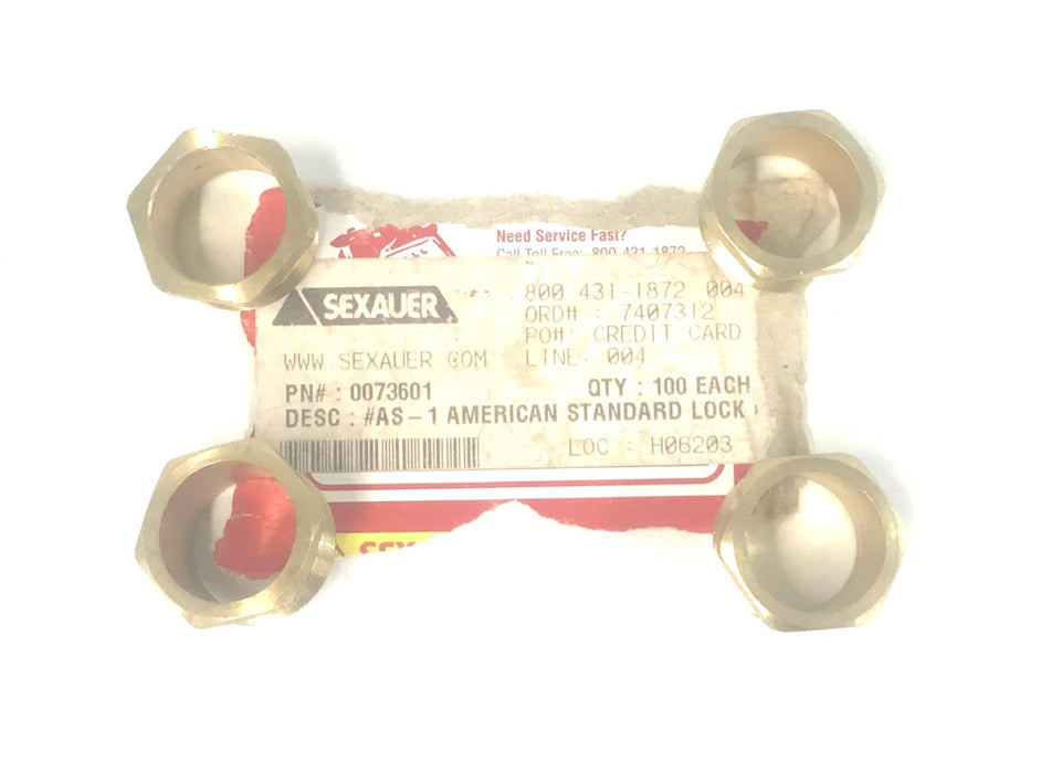Sexauer/Amercican Standard Brass Lock Nut 0073601 (AS-1) [Lot of 4] NOS