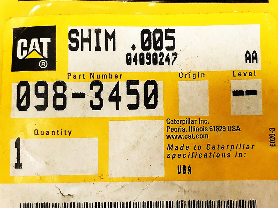 Caterpillar OEM Shim 098-3450 [Lot of 13] NOS