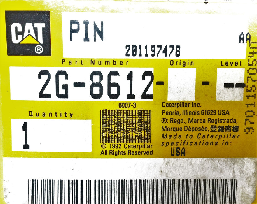 Caterpillar/CAT Pin 2G-8612 NOS
