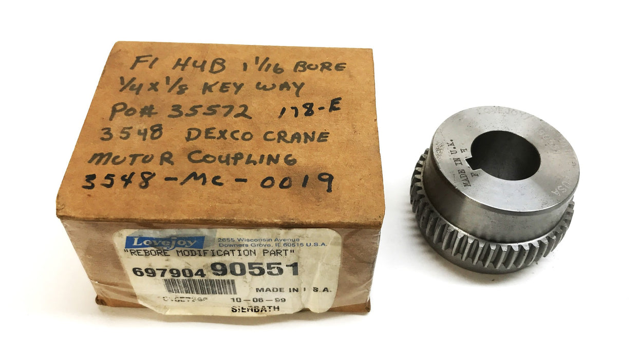 Lovejoy F1 Hub with 1-1/6 inch Bore and 1/4 inch x 1/8 inch Keyway 90551 NOS