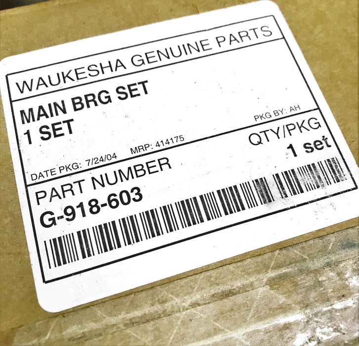 Waukesha OEM Main Bearing Kit G-918-603 NOS