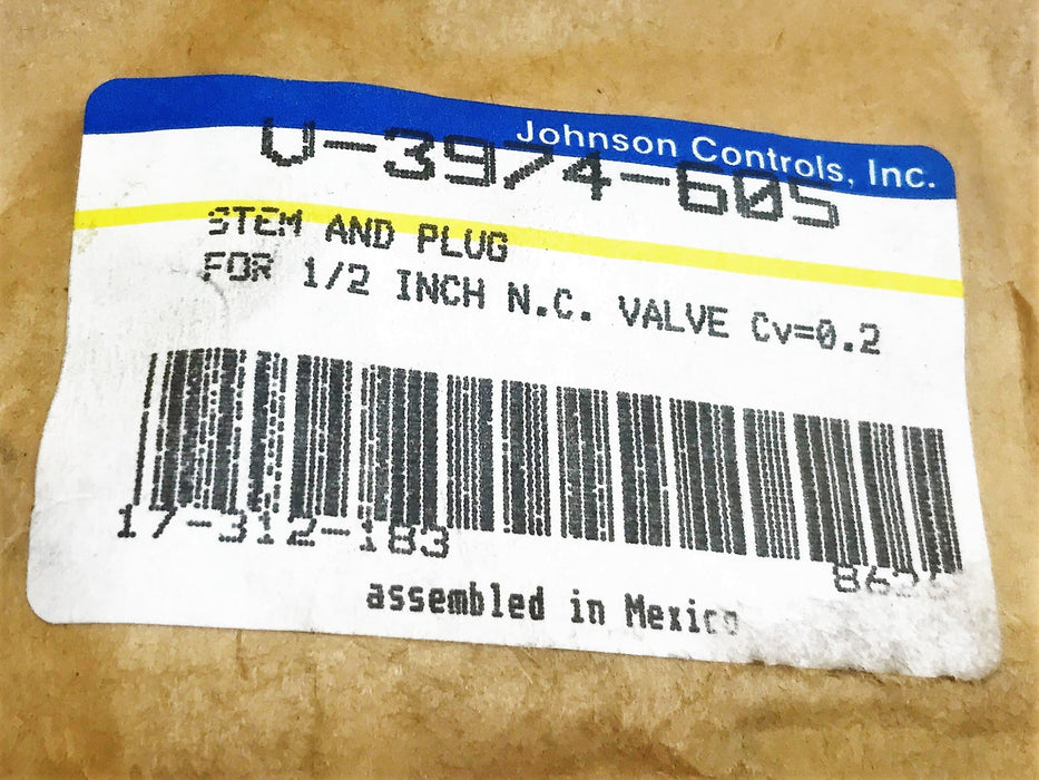 Johnson Controls Stem and Plug Assembly V-3974-605 NOS