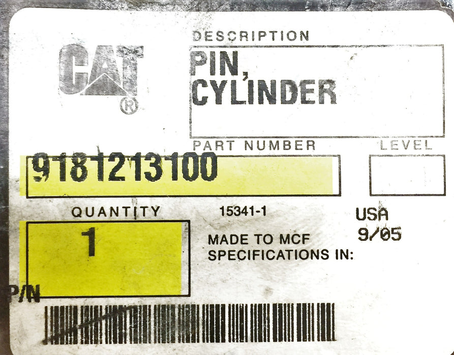 CAT/Caterpillar Cylinder Pin 9181213100 (91812-13100) NOS