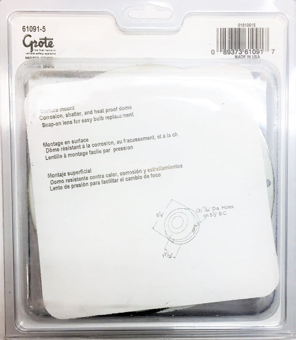 GROTE Dome Lamp w/Switch 61091-5 NOS