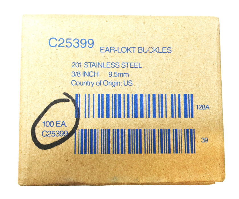 Band-It 3/8" (9.5mm) Stainless Steel Ear-Lokt Buckle Pack C25399 (100pcs) NOS
