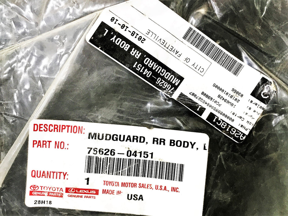 Toyota OEM Mudguard, RR Body, Black, 76629-04151 NOS