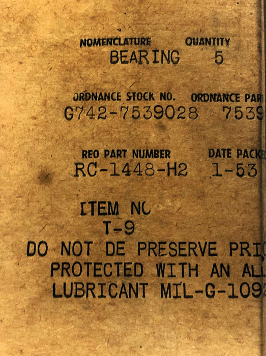 Rollway Single Row Ball Bearing 1448H2 (RC-1448-H2) [Lot of 4] G742-7539028 NOS