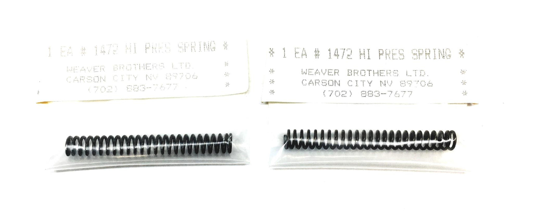 Weaver Brothers High Pressure Oil Pump Spring 1472 [Lot of 2] NOS