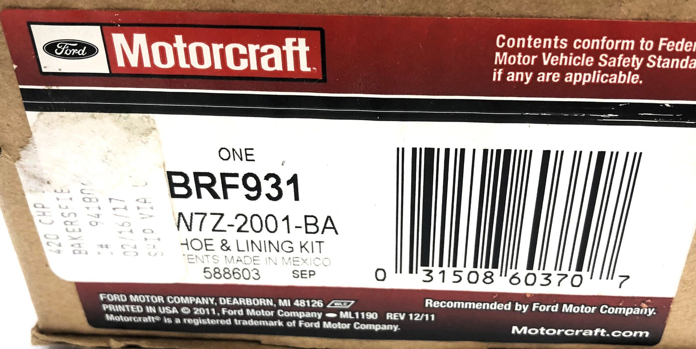 Motorcraft Shoe & Lining Kit BRF931 (3W7Z-2001-BA) NOS