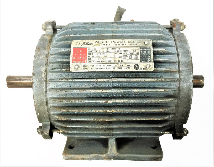 TOSHIBA 3-Phase 230/460V Induction 1-1/2HP 4-Pole Motor BY154FAF2A3 USED