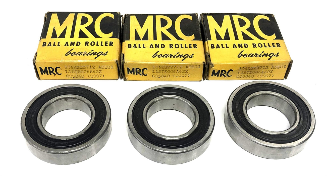 MRC ABEC-1 Single Row Ball Bearing 106KSZZ712 [Lot of 3] NOS