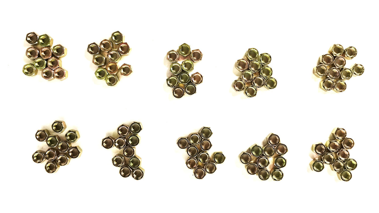 Papco 3/8" Yellow Zinc-Plated Hex Nuts, Box of 100, 092-018 [Lot of 4] NOS