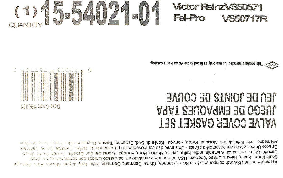Victor Reinz Engine Valve Cover Gasket Set 15-54021-01 NOS