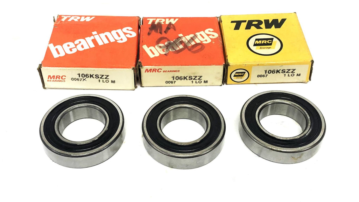 MRC TRW Double Shielded Single Row Ball Bearing 106KSZZ [Lot of 3] NOS