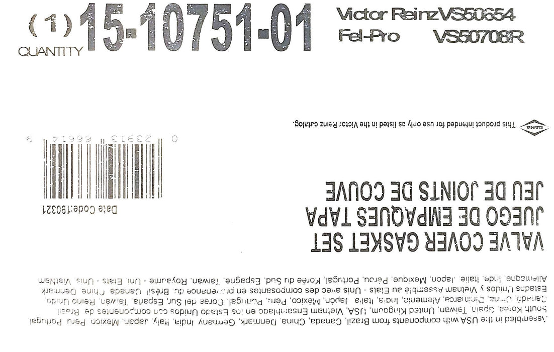 Victor Reinz Engine Valve Cover Gasket Set 15-10751-01 NOS